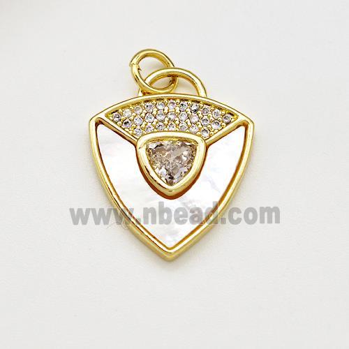 Copper Triangle Shield Pave Shell Zirconia Gold Plated