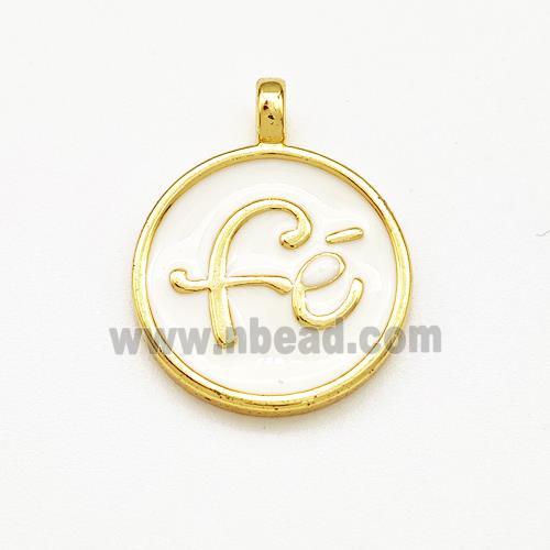 Copper Circle Pendant Fe White Enamel Gold Plated