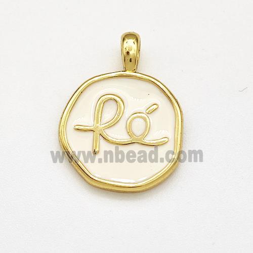 Copper Circle Pendant Fe White Enamel Gold Plated