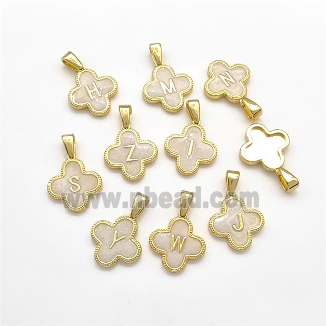 Copper Clover Letter Pendant Painted Mixed Alphabet Gold Plated