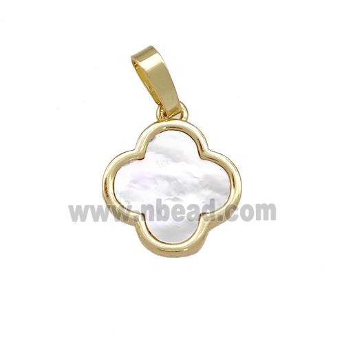 Copper Clover Pendant Pave Shell 18K Gold Plated