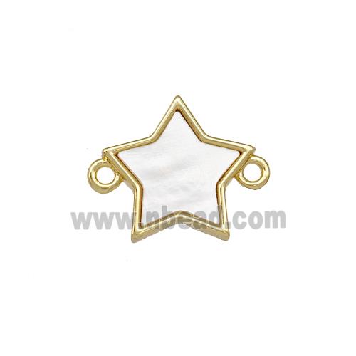 Copper Star Connector Pave Shell 18K Gold Plated