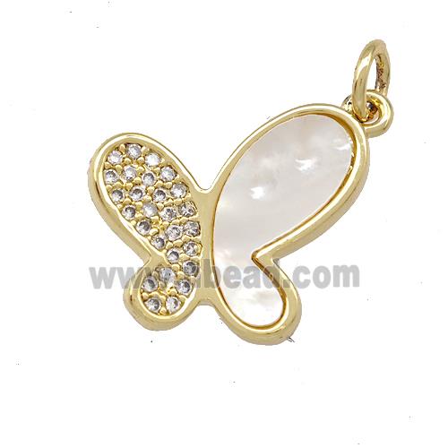 Copper Butterfly Pendant Pave Shell Zirconia 18K Gold Plated