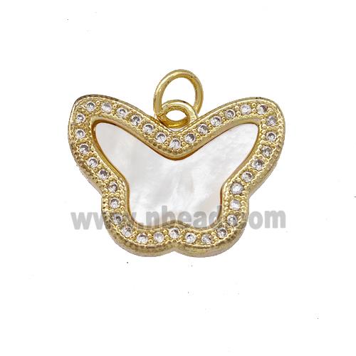 Copper Butterfly Pendant Pave Shell Zirconia 18K Gold Plated