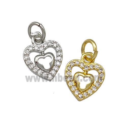 Copper Heart Pendant Micro Pave Zirconia Mixed