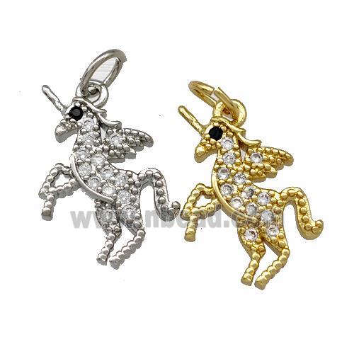 Copper Unicorn Pendant Pave Zirconia Mixed