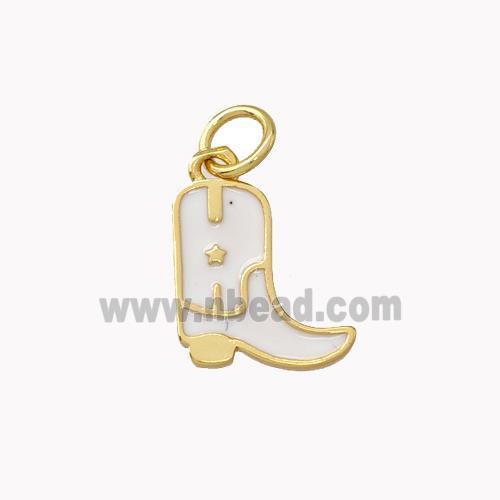 Copper Shoes Pendant White Enamel Gold Plated