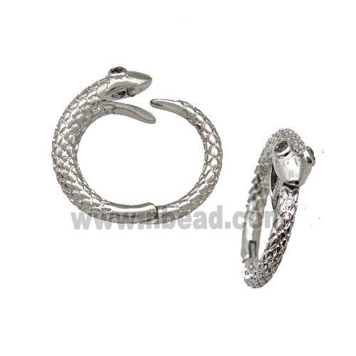 Copper Snake Clasp Pave Zircon Platinum Plated