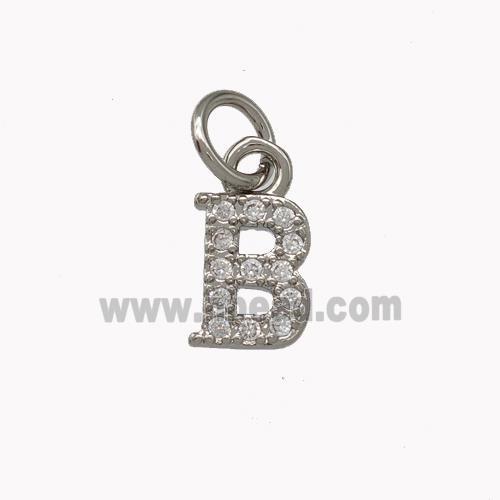 Copper Letter-B Pendant Pave Zirconia Platinum Plated