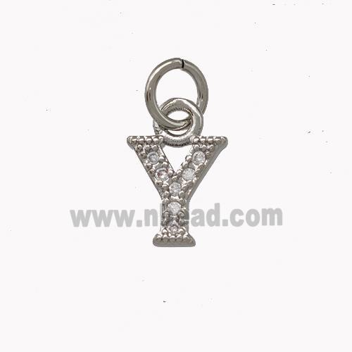 Copper Letter-Y Pendant Pave Zirconia Platinum Plated