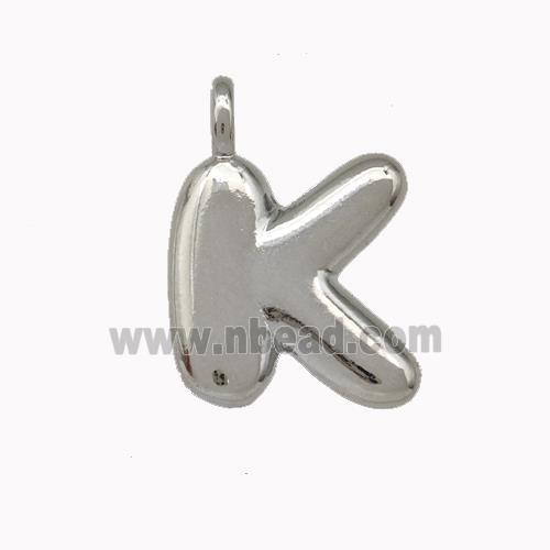 Copper Letter-K Pendant Platinum Plated