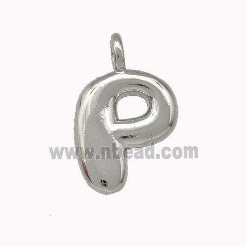 Copper Letter-P Pendant Platinum Plated