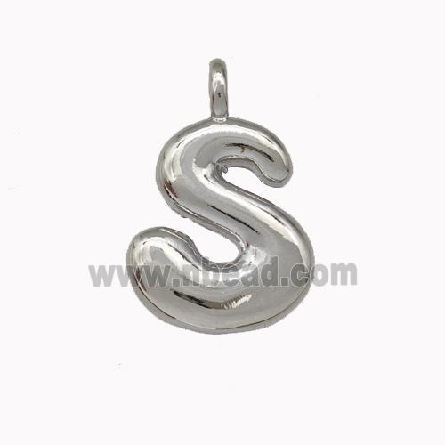 Copper Letter-S Pendant Platinum Plated