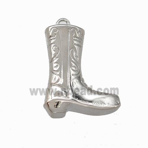 Cowboy Boot Charms Copper Shoe Pendant Platinum Plated