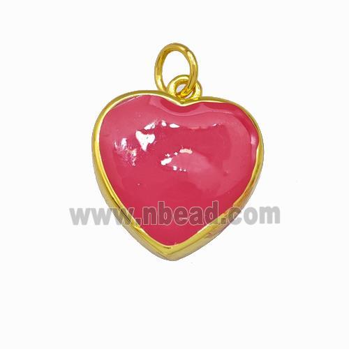 Copper Heart Pendant Red Enamel Gold Plated