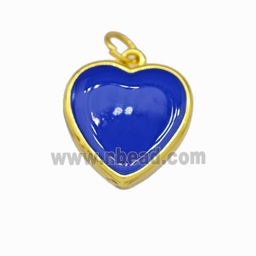 Copper Heart Pendant LapisBlue Enamel Gold Plated