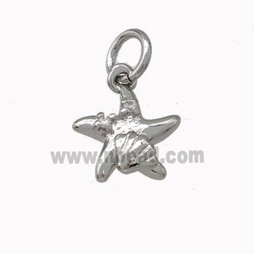 Copper StarFish Pendant Pave Zirconia Platinum Plated