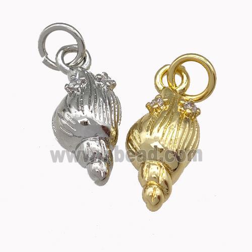 Spiral Shell Charms Copper Pendant Pave Zirconia Mixed