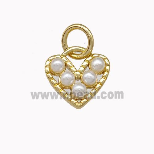 Copper Heart Pendant Micro Pave Pearlized Resin Gold Plated