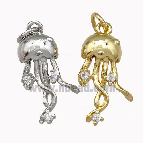 Copper Jellyfish Pendant Micro Pave Zirconia Mixed