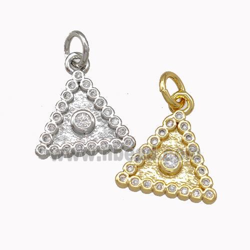 Copper Triangle Pendant Micro Pave Zirconia Mixed