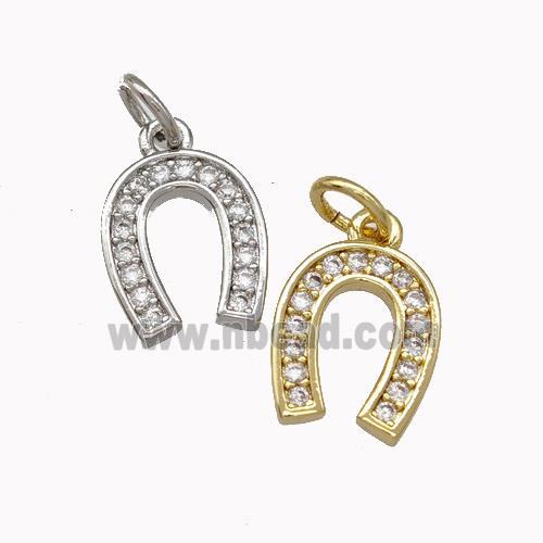 Copper Horseshoe Pendant Micro Pave Zirconia Mixed