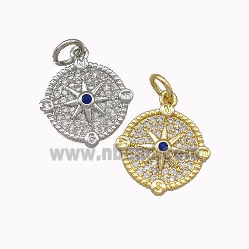 Copper Star Pendant Micro Pave Zirconia Coin Mixed