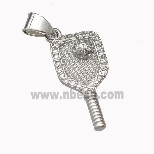 Copper Key Charms Pendant Pave Zirconia Platinum Plated