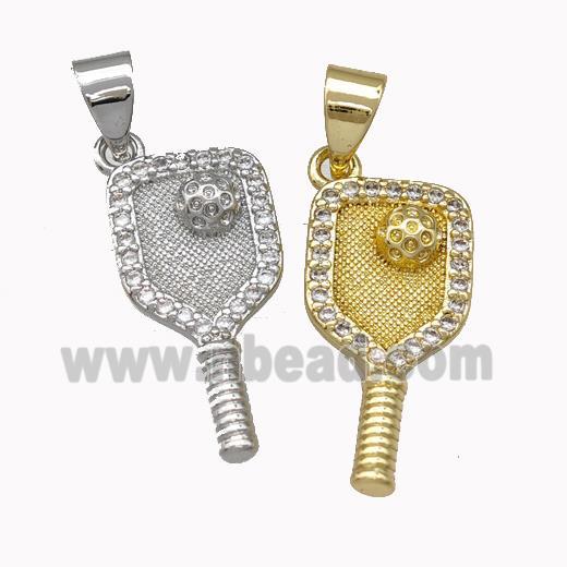 Copper Key Charms Pendant Pave Zirconia Mixed