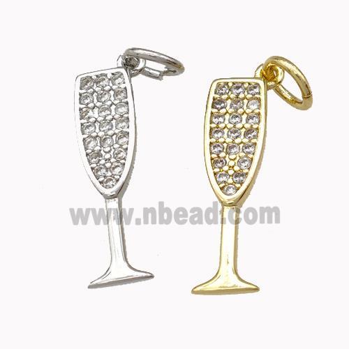 Wine Glass Charms Copper Goblet Pendant Micro Pave Zirconia Cup Mixed