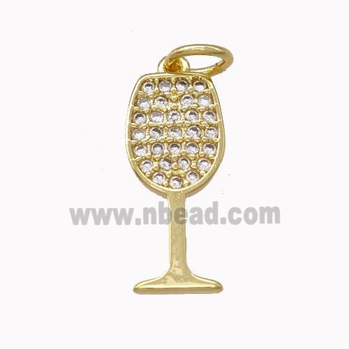 Wine Glass Charms Copper Goblet Pendant Micro Pave Zirconia Cup Gold Plated