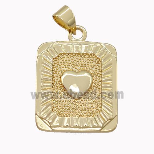 Copper Heart Pendant Rectangle Gold Plated