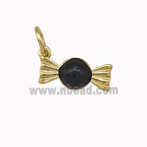 Candy Charms Copper Pendant Black Enamel Gold Plated