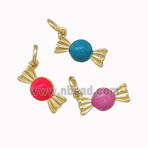 Candy Charms Copper Pendant Enamel Gold Plated Mixed