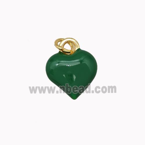 Copper Heart Pendant Green Enamel Gold Plated