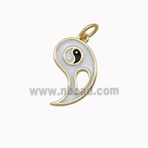 Copper Yinyang Charms Pendant Taichi White Enamel Gold Plated