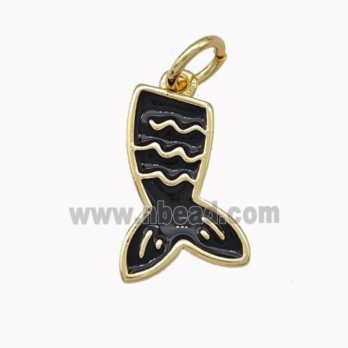 Mermaid Tail Charms Copper Pendant Black Enamel Gold Plated