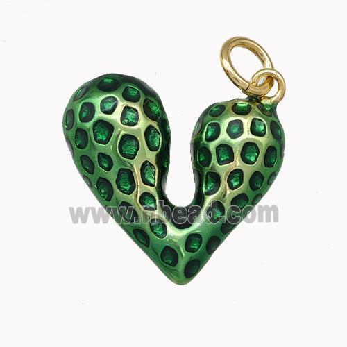 Copper Heart Pendant Green Painted Gold Plated