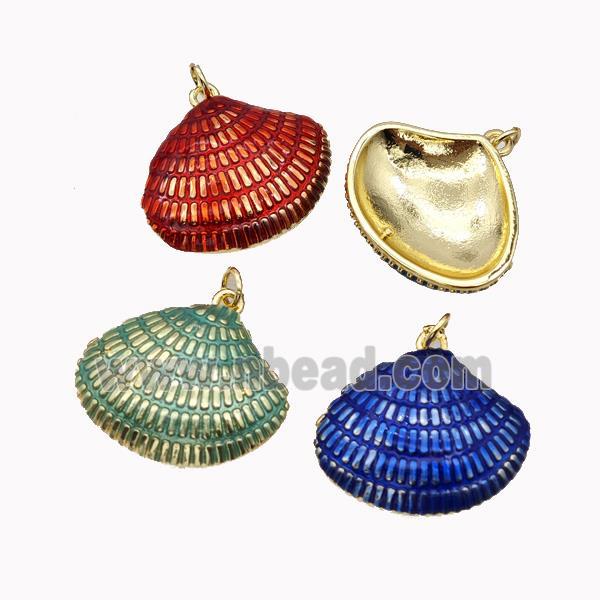 Scallop Shell Charms Copper Pendant Painted Gold Plated Mixed