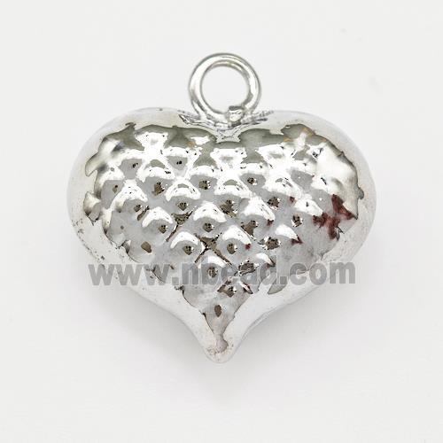 Copper Heart Pendant Hollow Platinum Plated