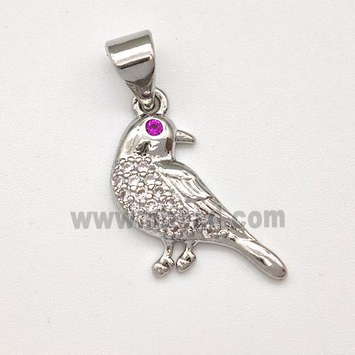 Copper Birds Pendant Micro Pave Zirconia Platinum Plated