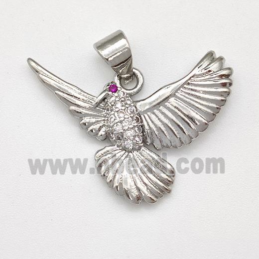 Copper Birds Pendant Micro Pave Zirconia Eagle Platinum Plated