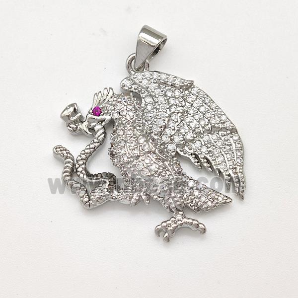 Copper Birds Pendant Micro Pave Zirconia Eagle Snake Platinum Plated