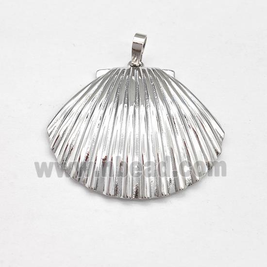 Copper Scallop Shell Pendant Platinum Plated