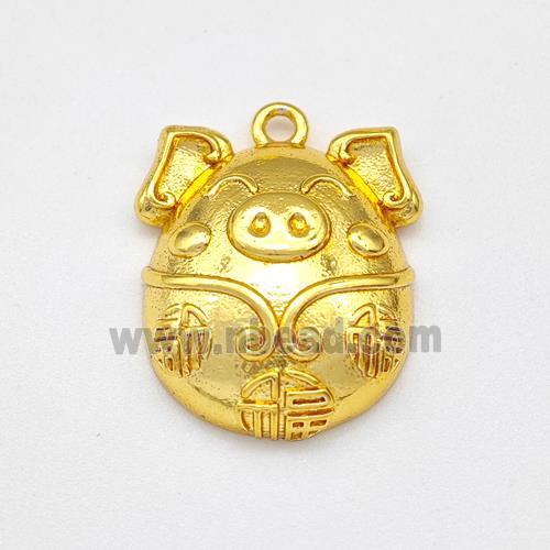 Copper Lucky Fu Pig Pendant Gold Plated