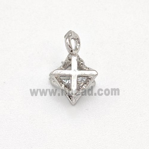 Copper Star Pendant Pave Zirconia Platinum Plated