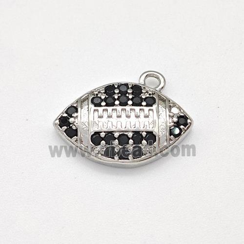 American Football Charms Copper Pendant Micro Pave Zirconia Sport Platinum Plated