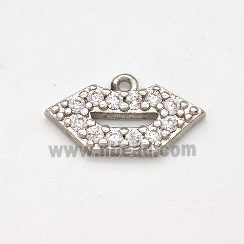 Copper Lips Pendant Pave Zirconia Platinum Plated