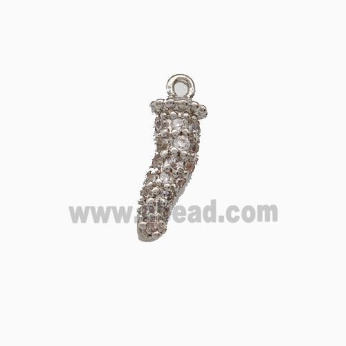 Copper Chili Pendant Micro Pave Zirconia Platinum Plated