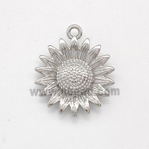 Copper Sunflower Pendant Platinium Plated